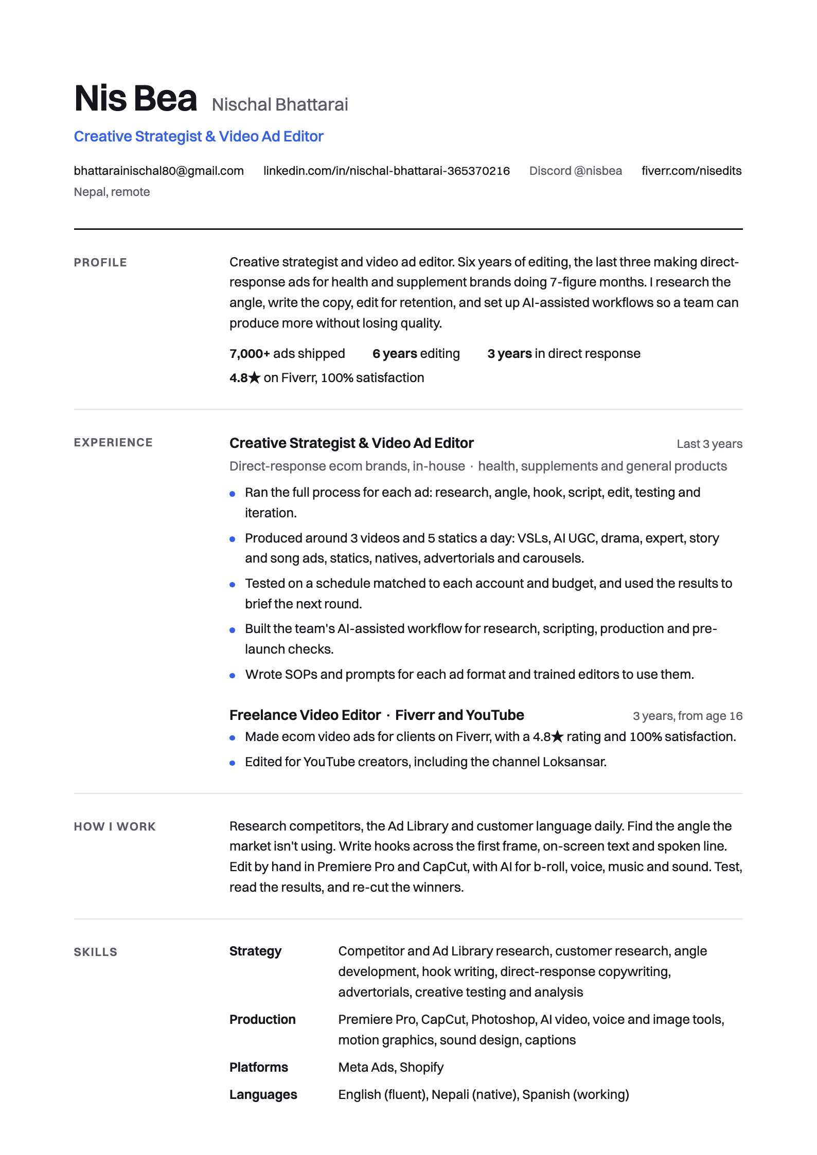 Nis Bea CV